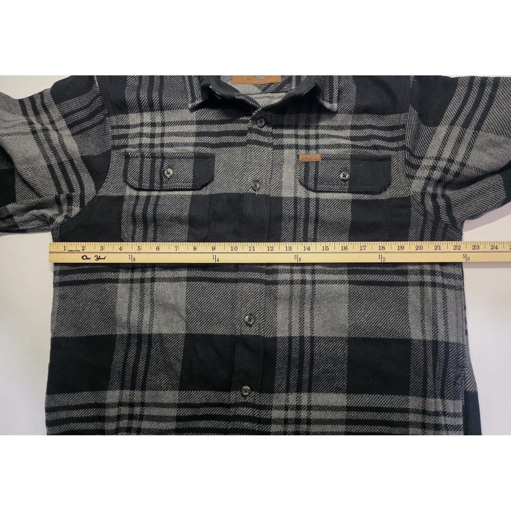 Orvis Shacket Men Medium Black Gray Plaid Heavy Flannel Shirt Jacket Button Up - Picture 7 of 13